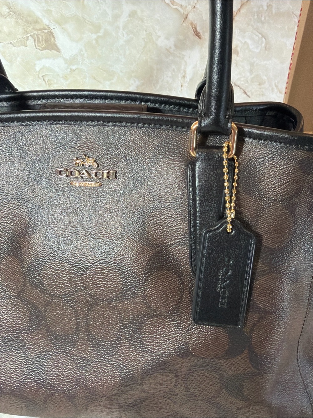 Coach F53310 Ava Signature Carryall Satchel Brown Leather Tote Bag - Picture 4 of 9